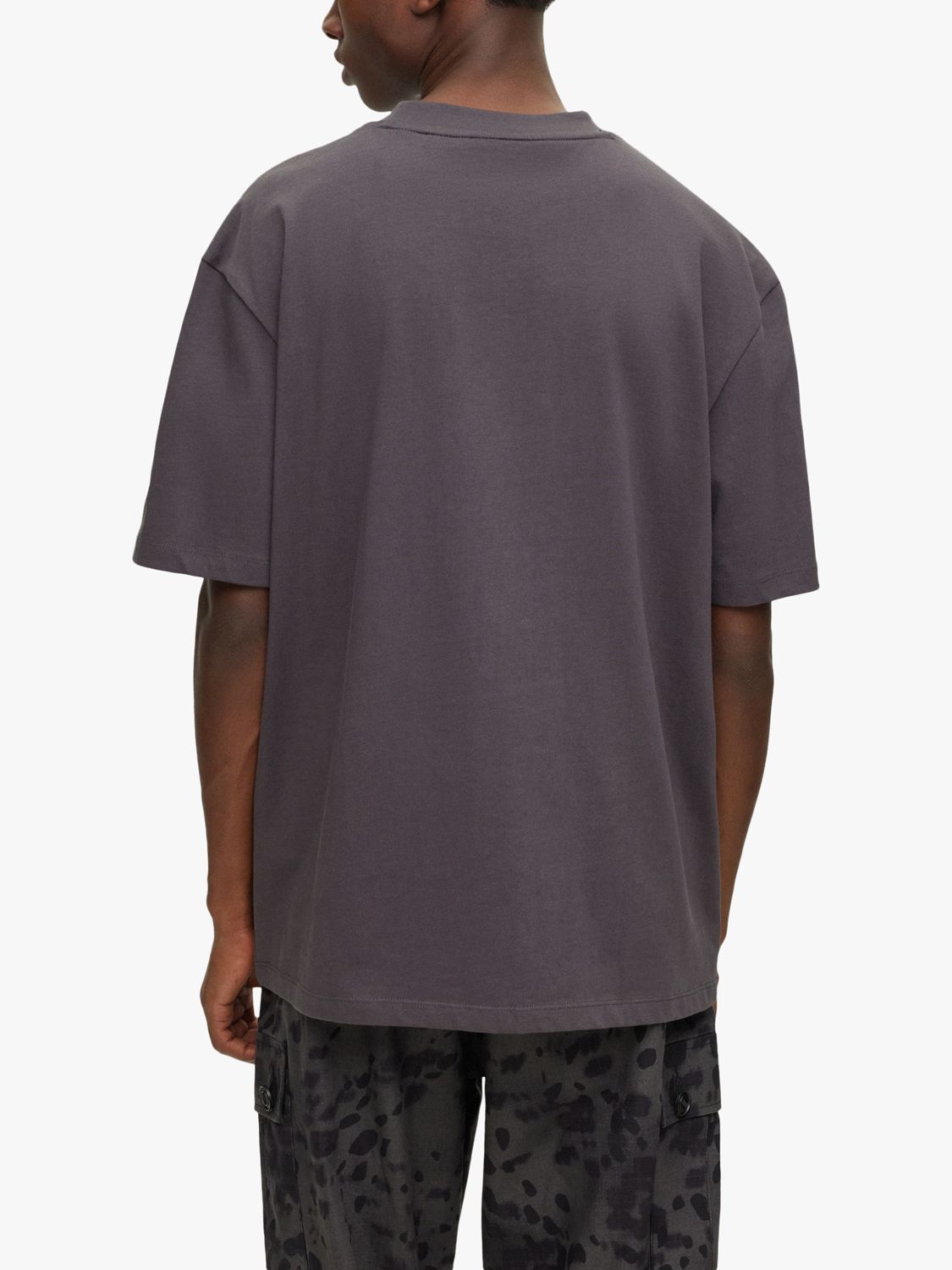 HUGO Dapolino Short Sleeve T-Shirt, Dark Grey at John Lewis & Partners