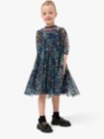 Angel & Rocket Kids' Cara Floral Blur Tiered Dress, Navy