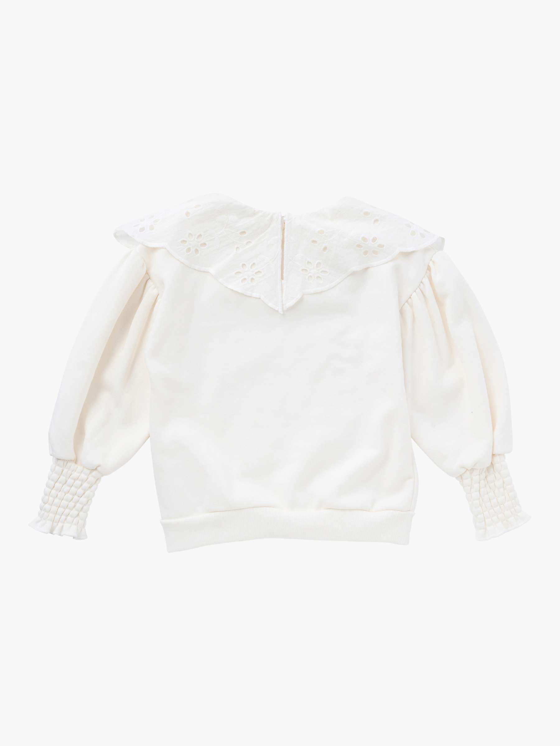 Buy Angel & Rocket Kids' Mia Broderie Collar Sweatshirt, Cream Online at johnlewis.com