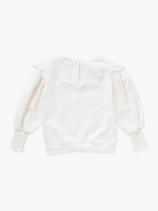 Angel & Rocket Kids' Mia Broderie Collar Sweatshirt, Cream