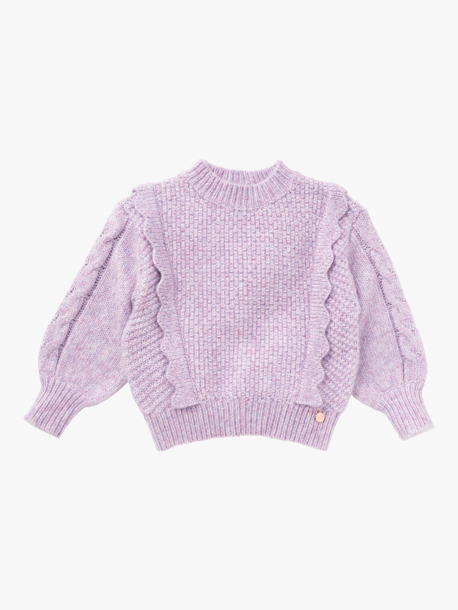 Angel & Rocket Kids' Marnie Scalloped Frill Fluffy Jumper, Lilac at ...