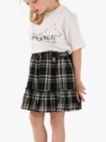 Angel & Rocket Kids' Amber Check Skirt, Black/White, Black/White