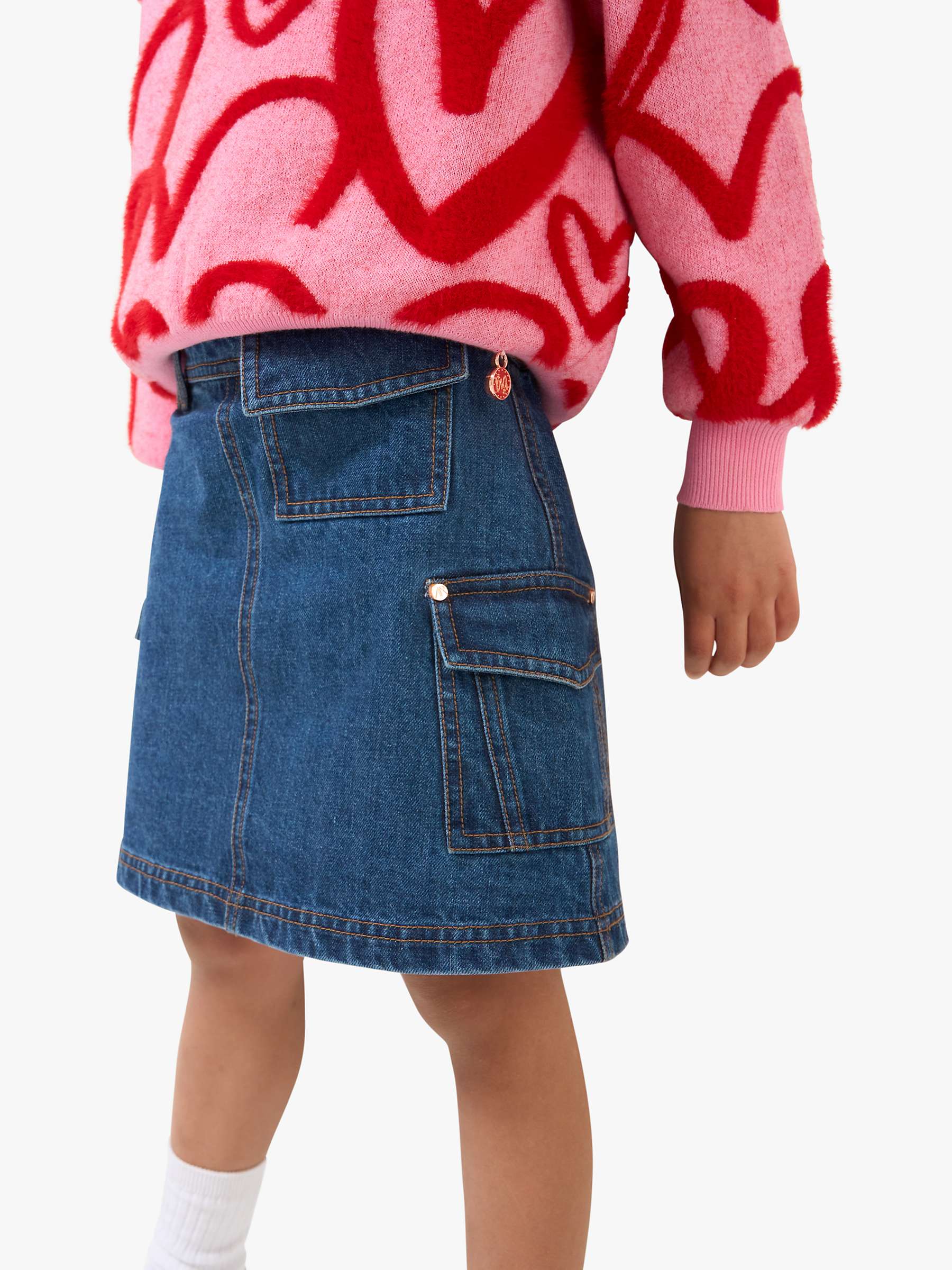 Buy Angel & Rocket Kids' Molly Demin Cargo Skirt, Blue Online at johnlewis.com