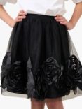 Angel & Rocket Kids' Collette Rose Bud Mesh Skirt, Black