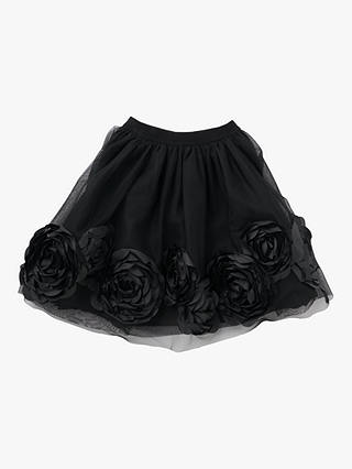 Angel & Rocket Kids' Collette Rose Bud Mesh Skirt, Black