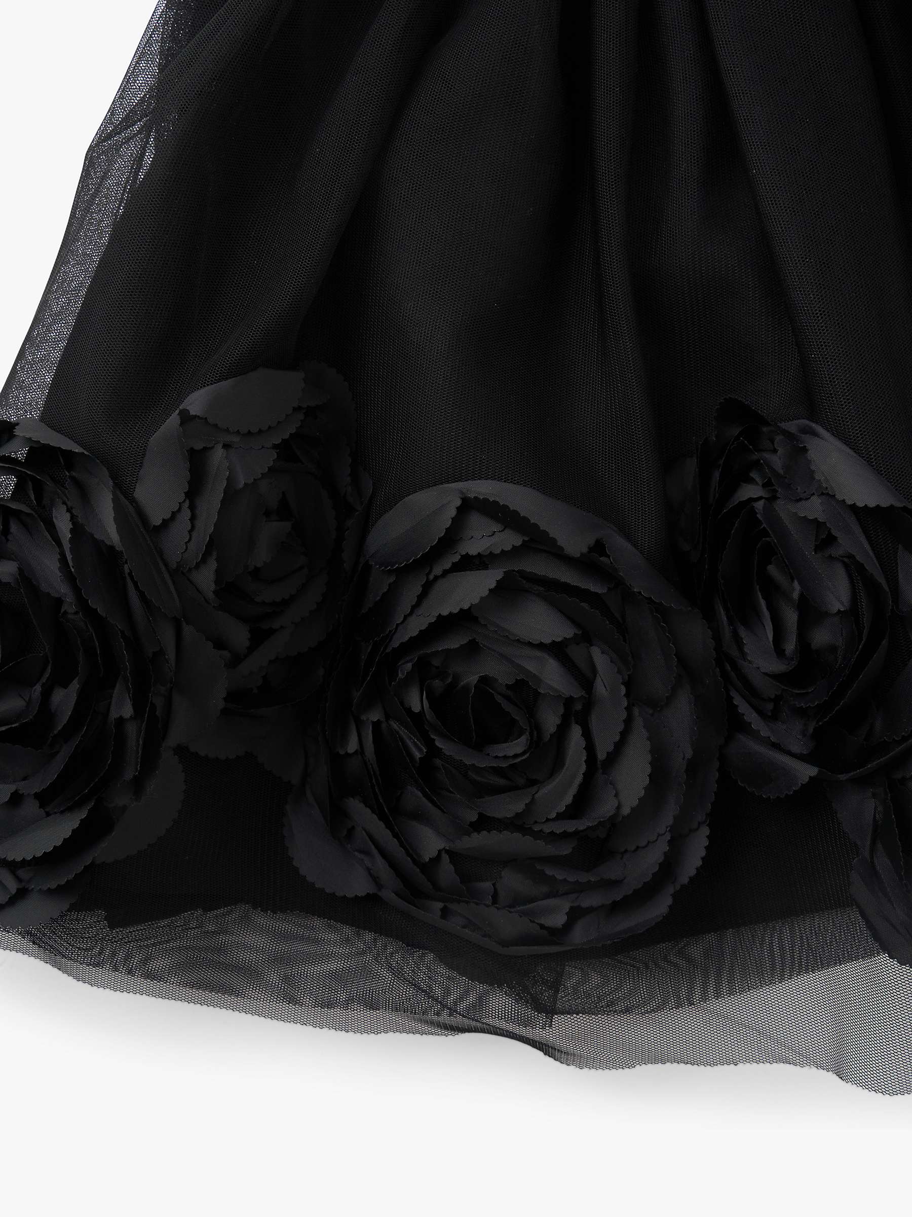 Buy Angel & Rocket Kids' Collette Rose Bud Mesh Skirt, Black Online at johnlewis.com