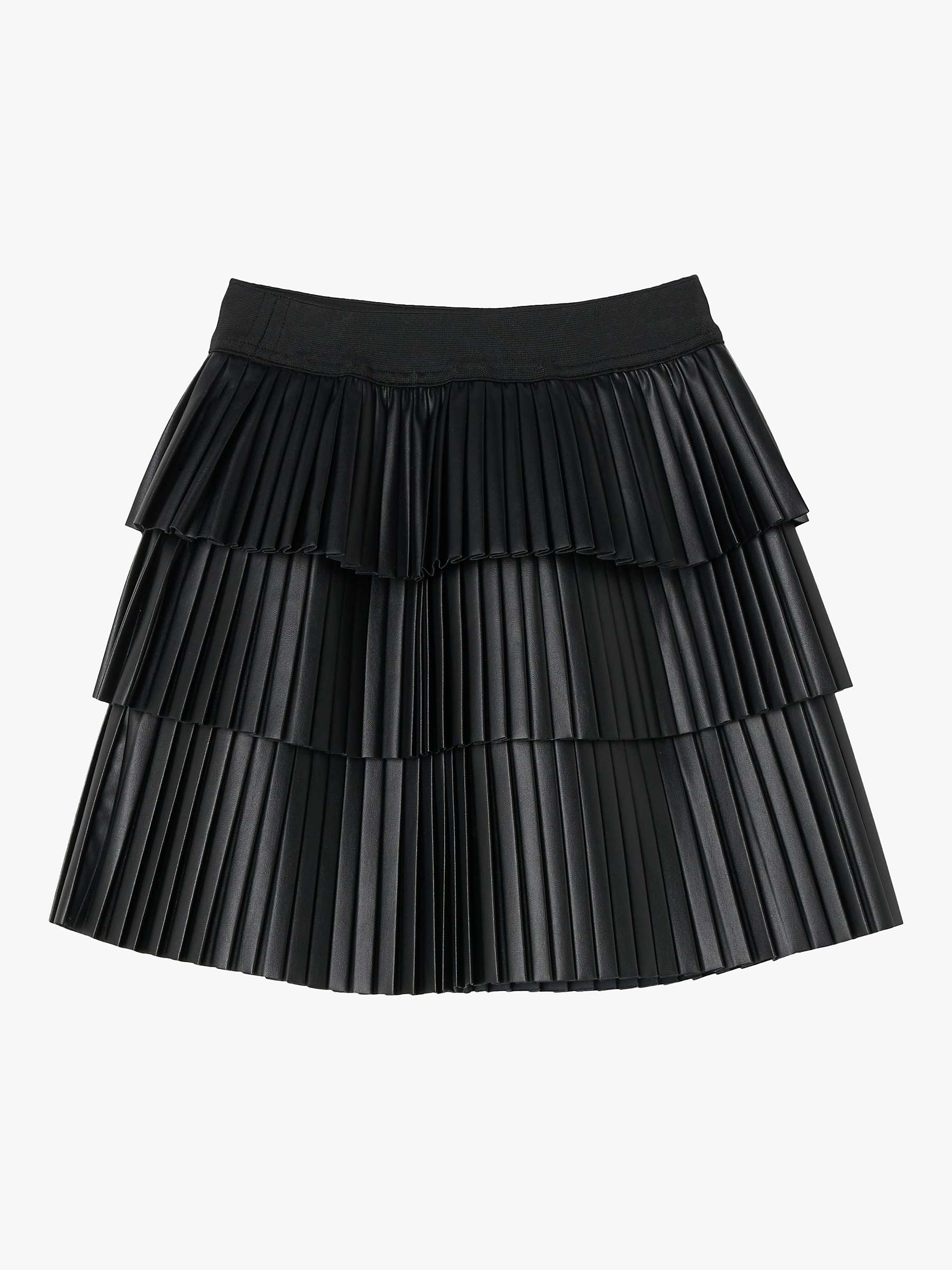 Buy Angel & Rocket Kids' Harper PU Plisse Skirt, Black Online at johnlewis.com