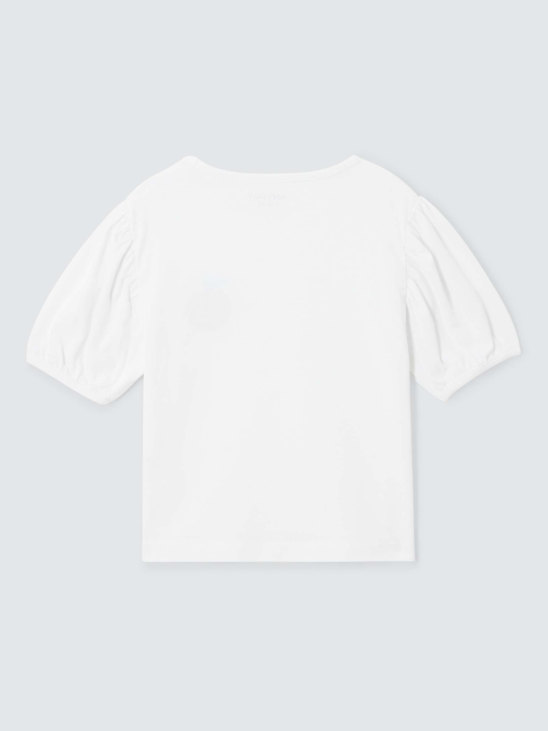 Buy John Lewis ANYDAY Kids' Puff Sleeve Apple T-Shirt, Bright White Online at johnlewis.com