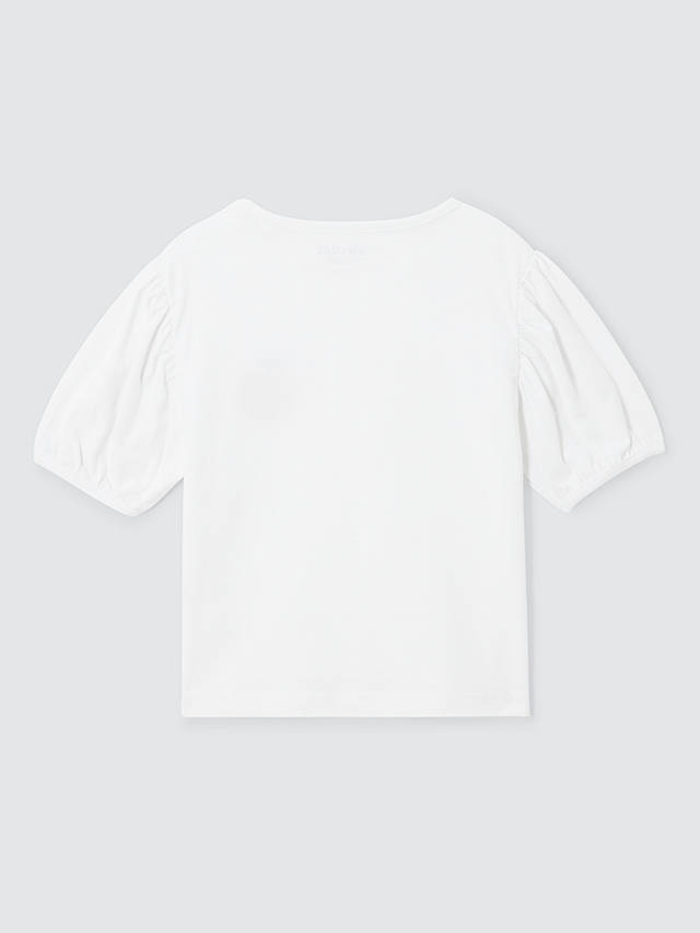 John Lewis ANYDAY Kids' Puff Sleeve Apple T-Shirt, Bright White