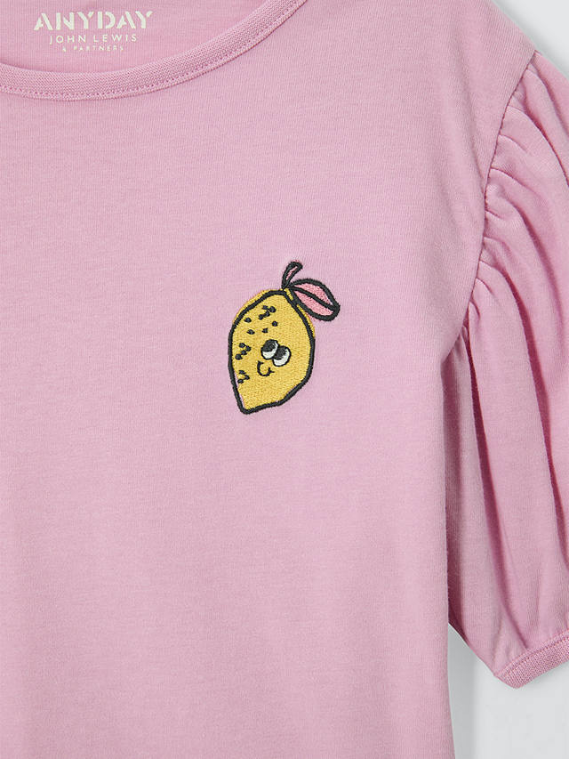 John Lewis ANYDAY Kids' Lemon T-Shirt, Pastel Lavendar