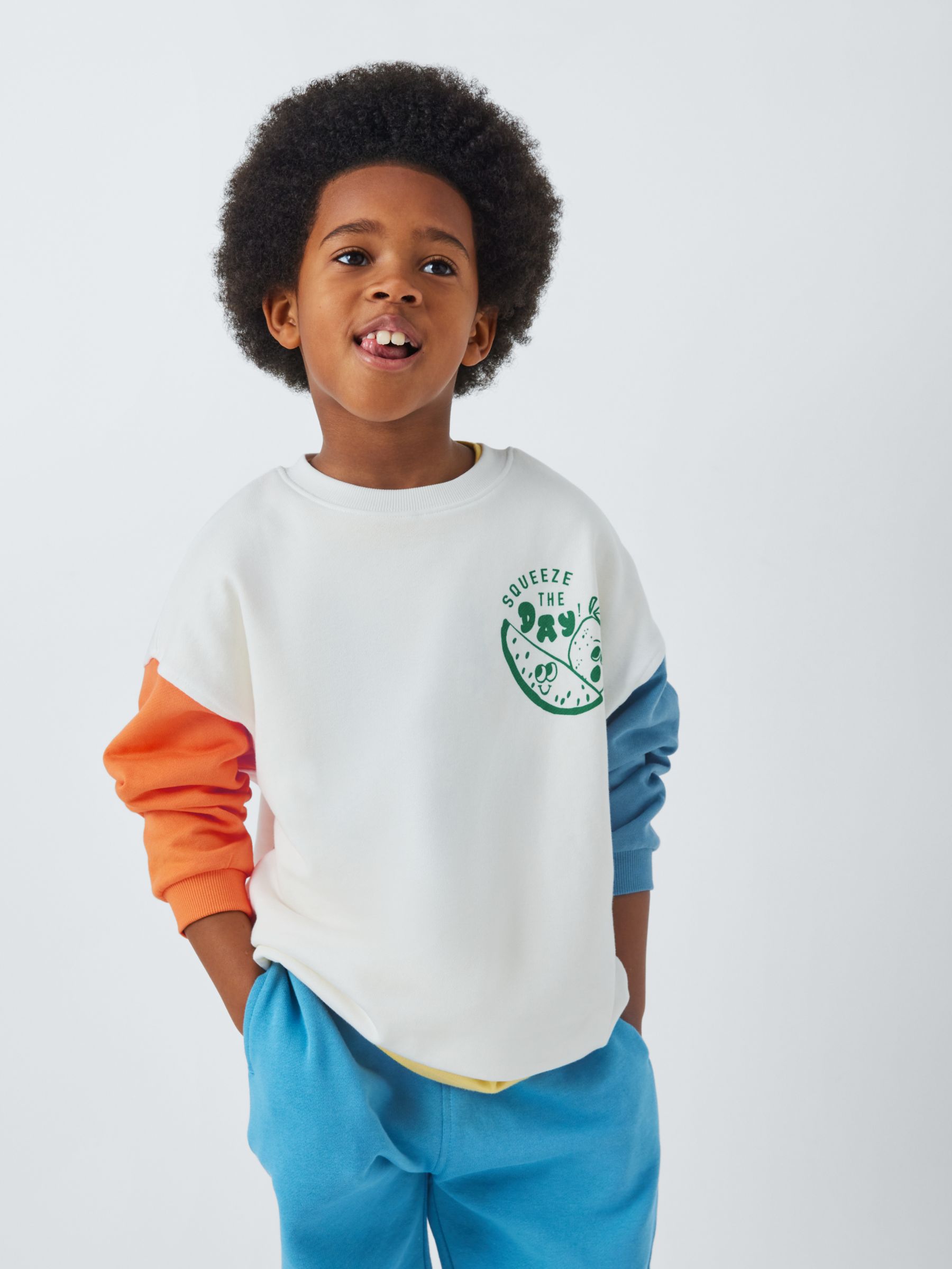 John Lewis ANYDAY Kids' Squeeze The Day Oversized Sweatshirt, Multi, 7 years