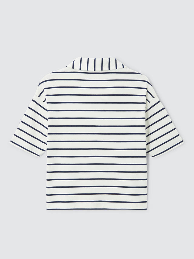 John Lewis ANYDAY Kids' Stripe V Neck Top, Medieval Blue