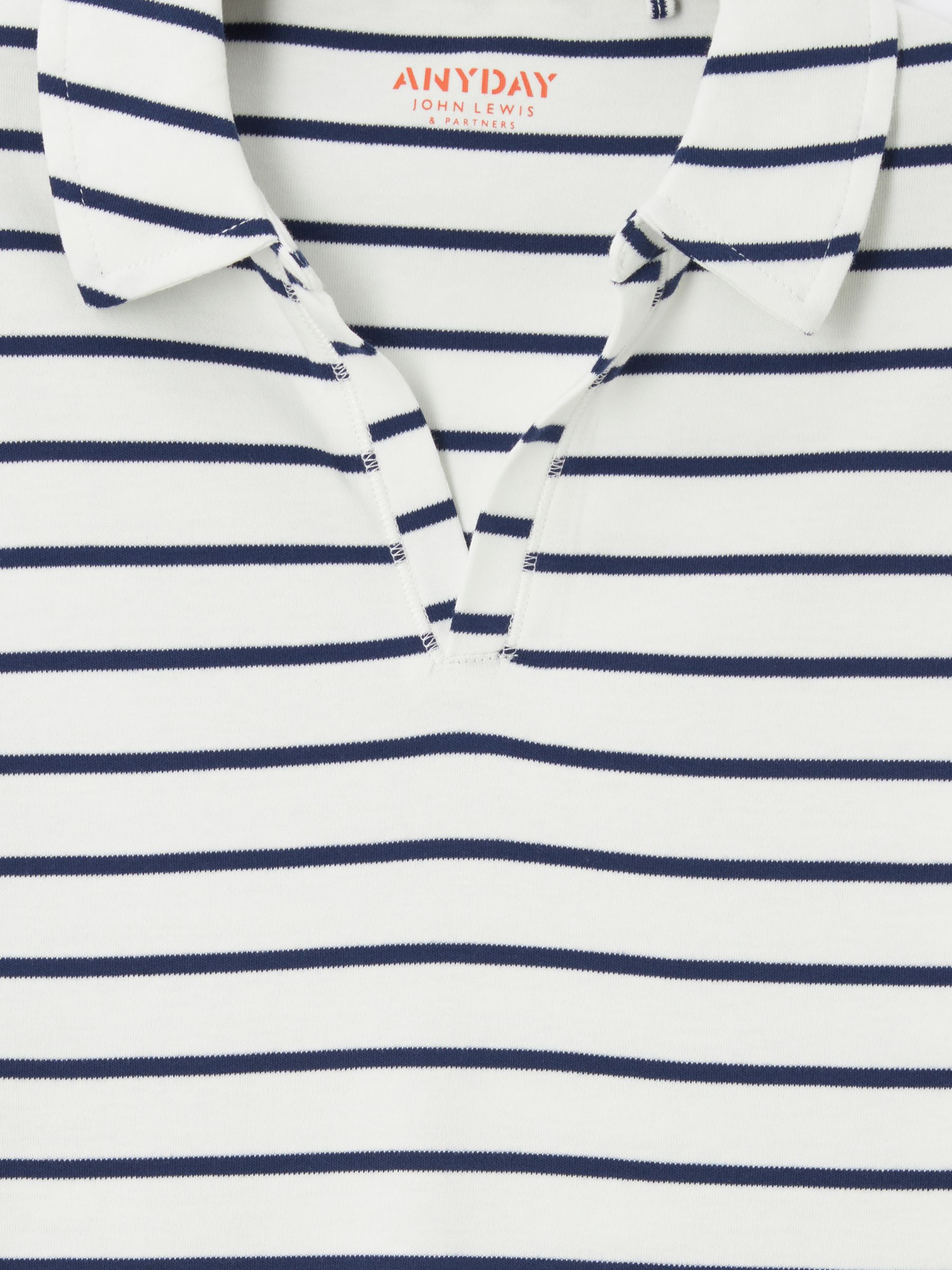 John Lewis ANYDAY Kids' Stripe V Neck Top, Medieval Blue, 7 years