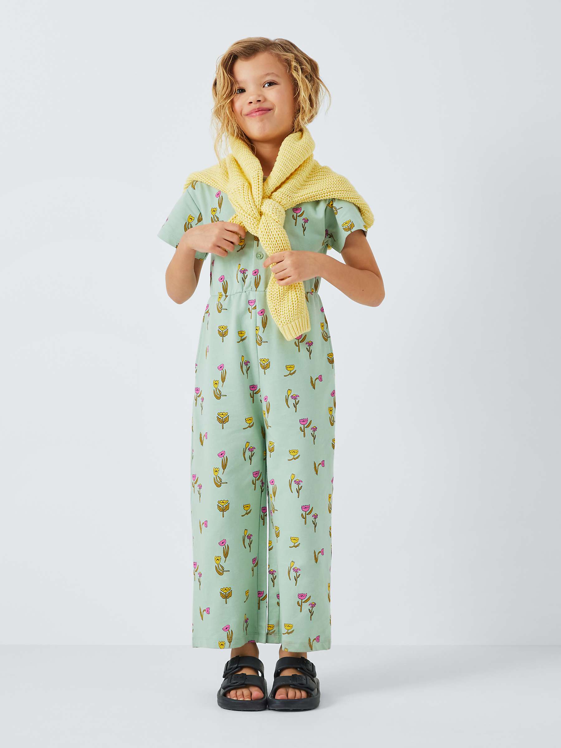 Buy John Lewis ANYDAY Kids' Flower Print Jumpsuit, Iceberg Green Online at johnlewis.com