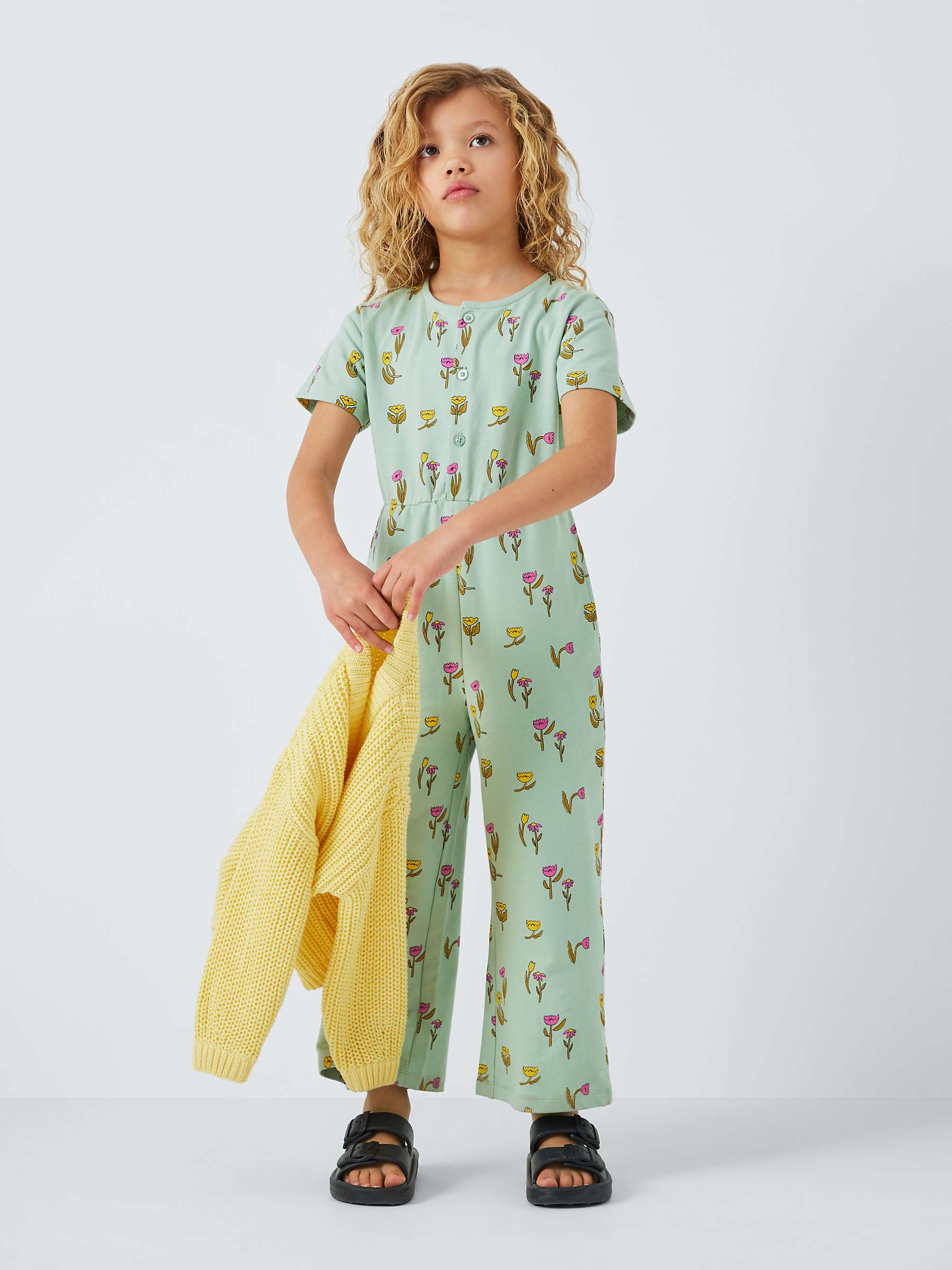 Buy John Lewis ANYDAY Kids' Flower Print Jumpsuit, Iceberg Green Online at johnlewis.com