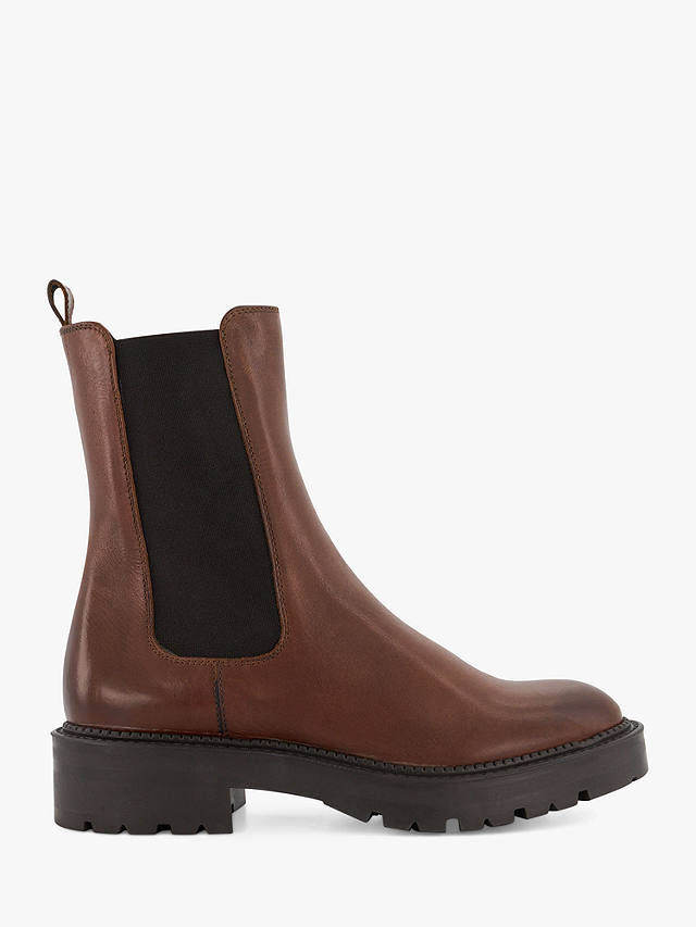 Dune Picture Leather Chelsea Boots, Dark Tan