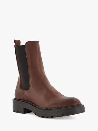 Dune Picture Leather Chelsea Boots, Dark Tan