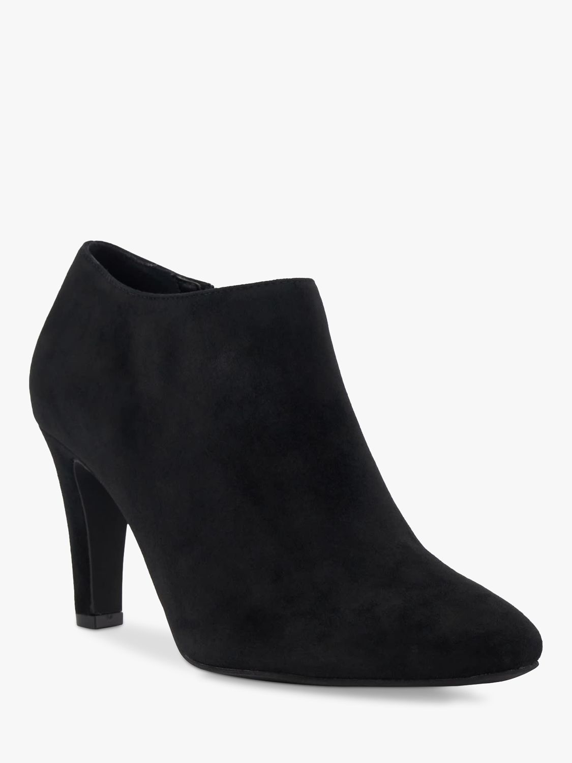 Dune Opinion High Heel Suede Shoe Boots, Black at John Lewis & Partners