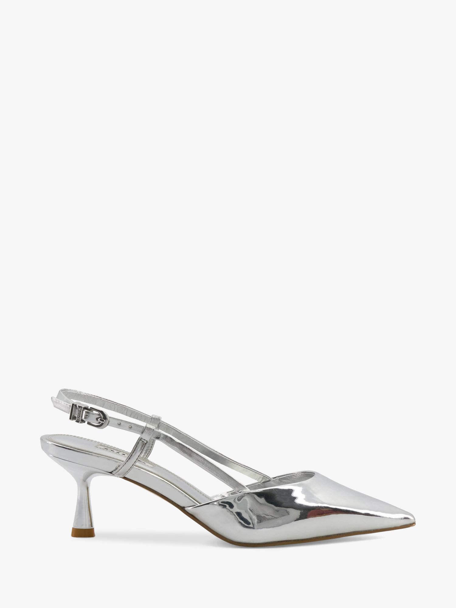 Dune Classify Metallic Slingback Court Shoes, Silver