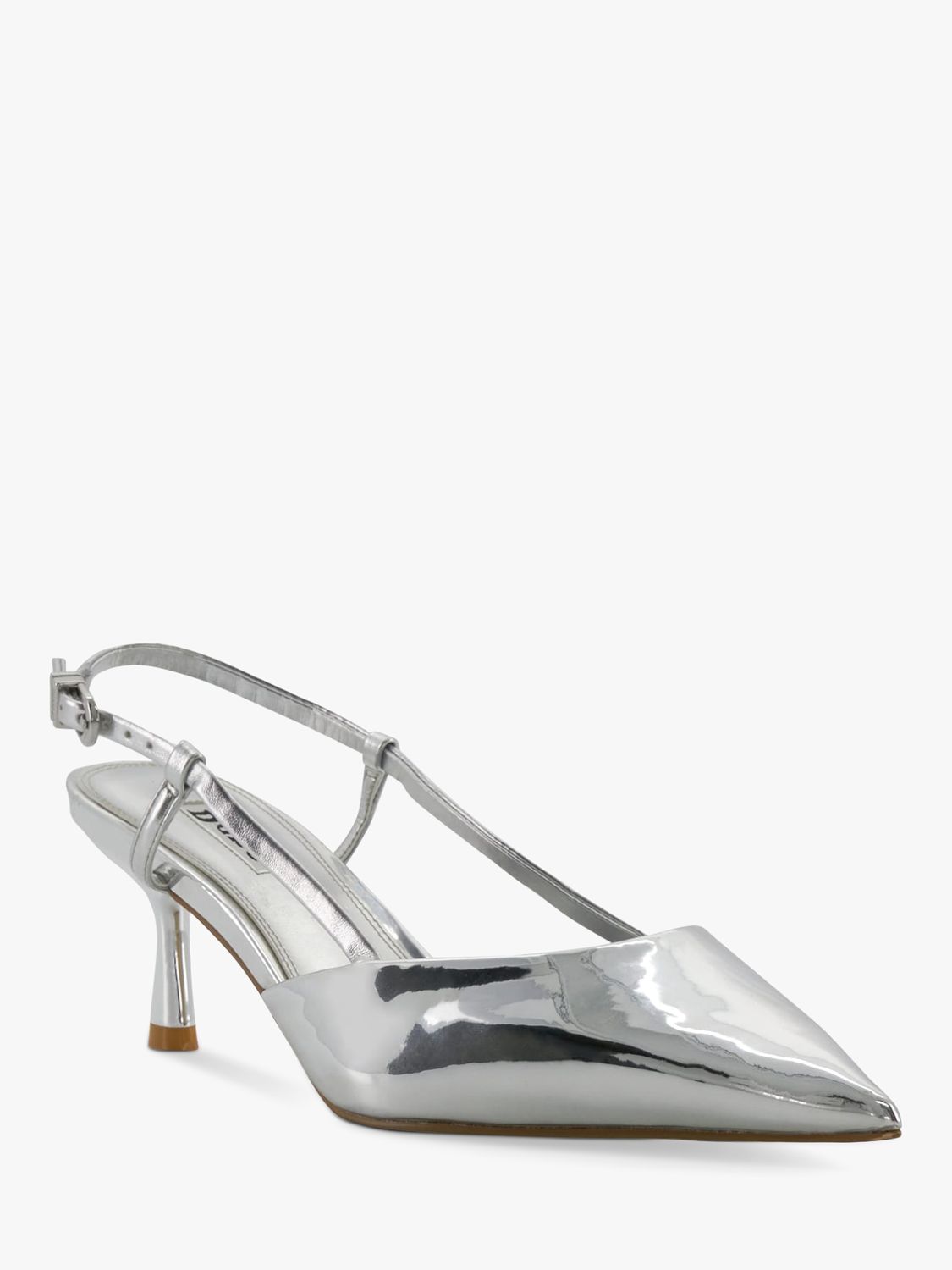 Dune Classify Metallic Slingback Court Shoes, Silver at John Lewis ...