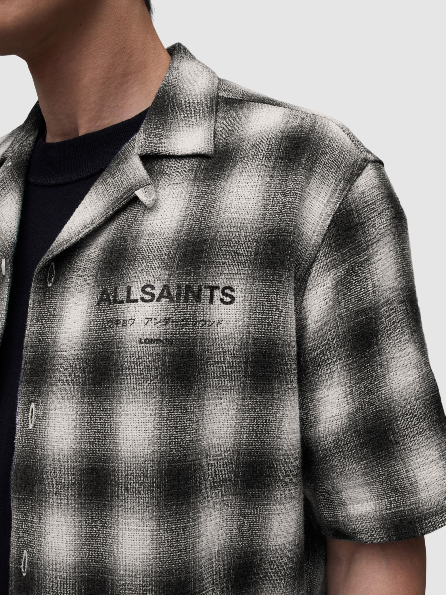 AllSaints Underground Check Shirt, White/Black, L