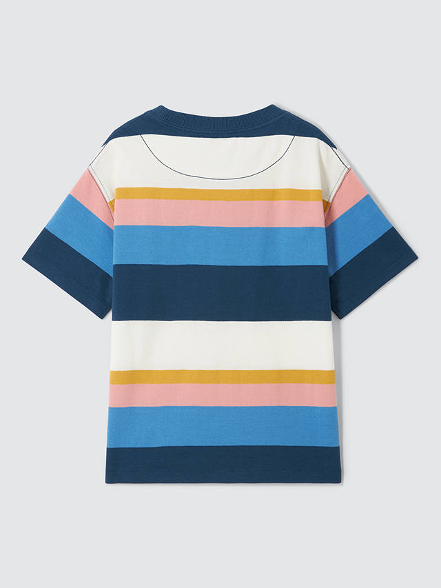 John Lewis Multi Block Stripe T-Shirt, Pink/Multi