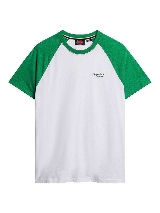 Superdry Organic Cotton Essential Logo Baseball T-Shirt, Optic/Field Green