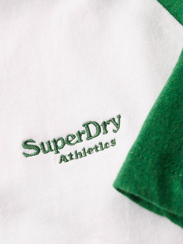 Superdry Organic Cotton Essential Logo Baseball T-Shirt, Optic/Field Green