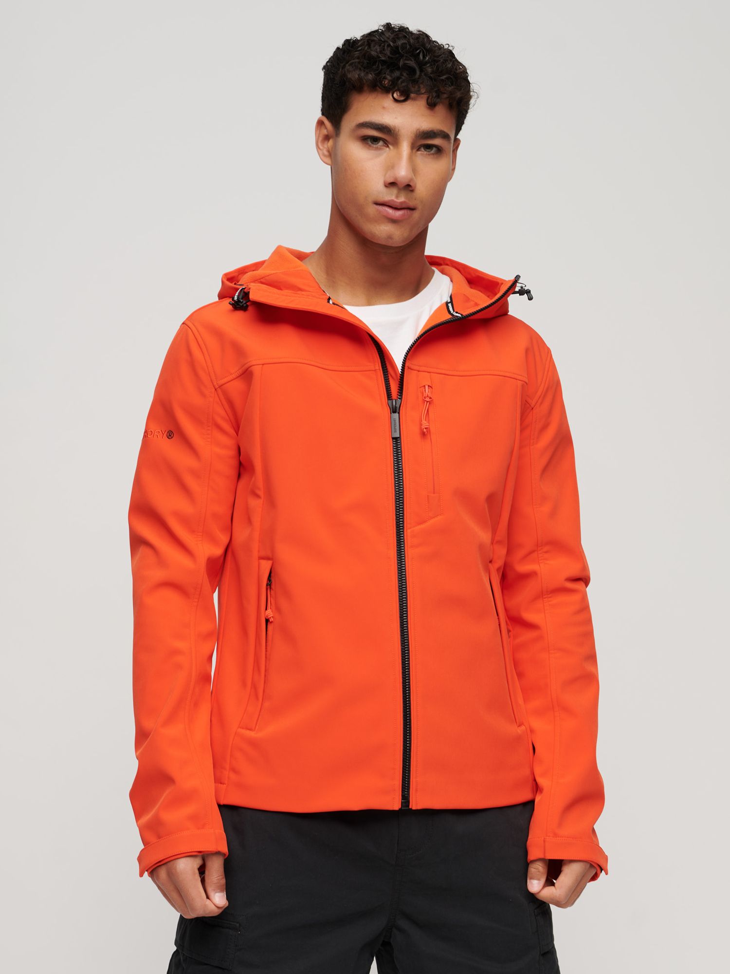 Superdry Hooded Soft Shell Jacket, Orange Mid at John Lewis & Partners