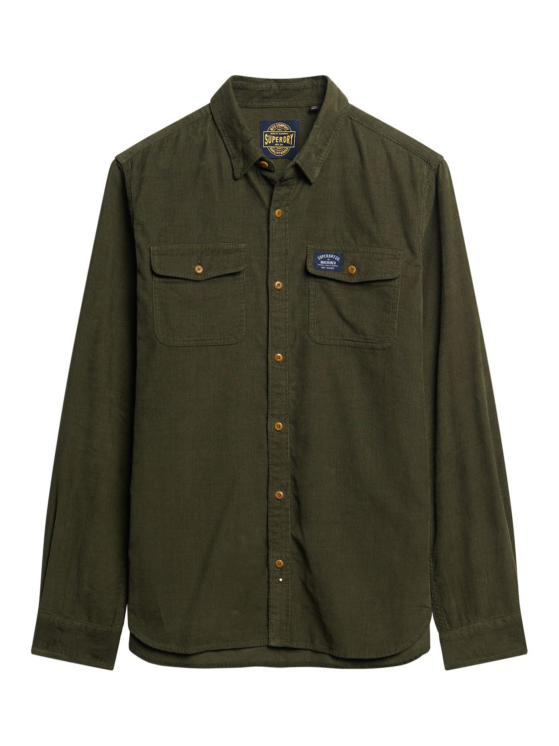 Superdry Trailsman Cord Shirt, Dark Moss Green, S