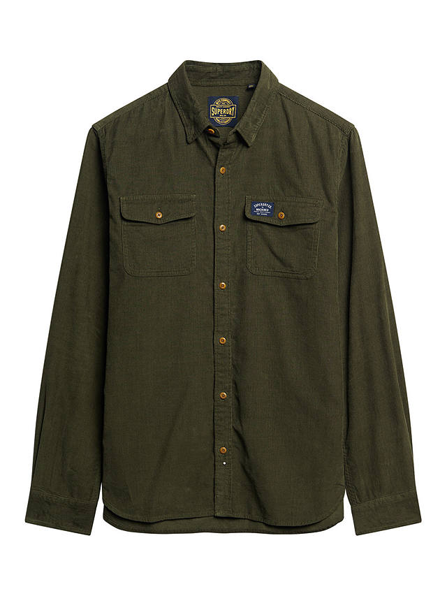 Superdry Trailsman Cord Shirt, Dark Moss Green