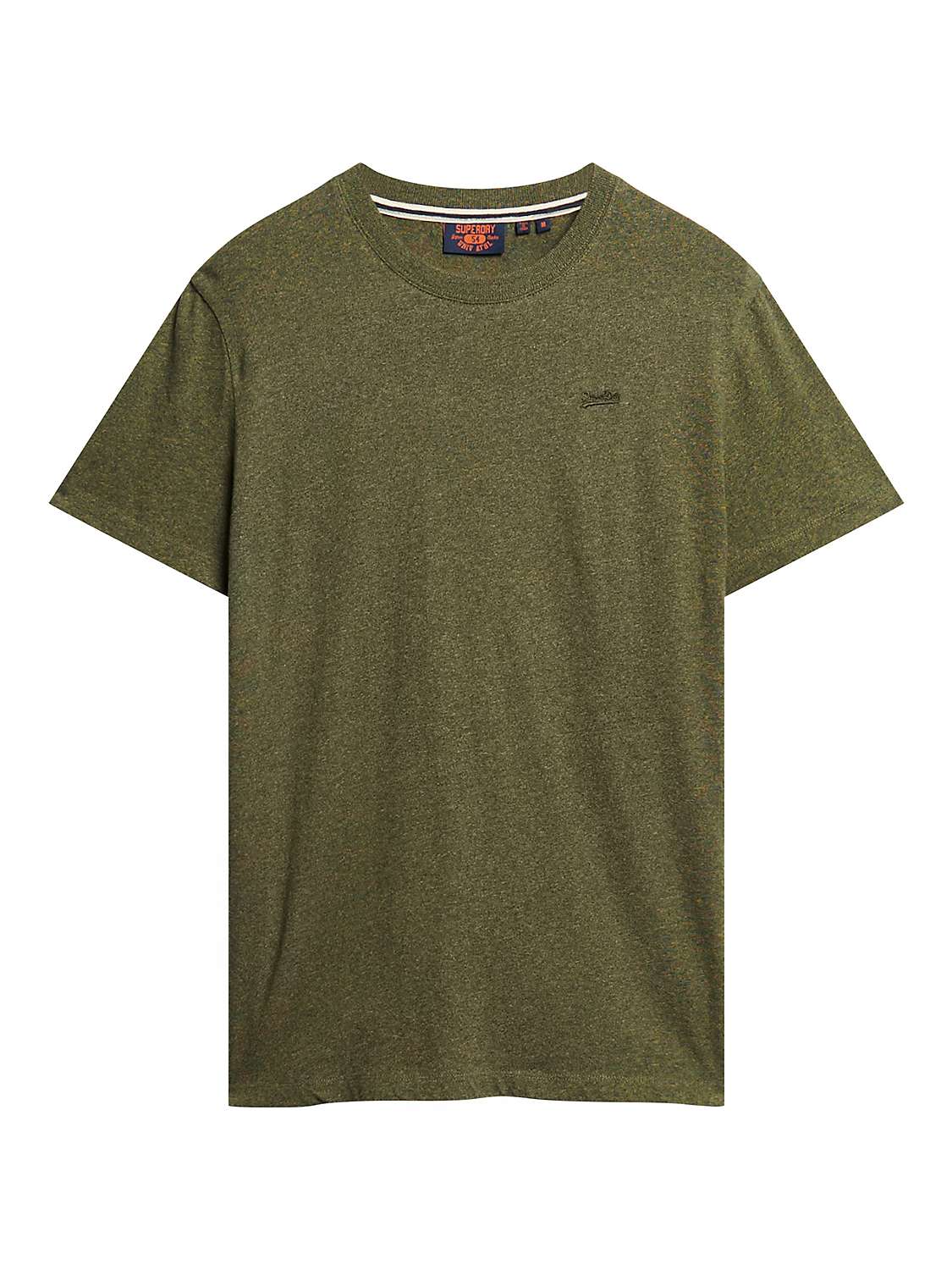 Superdry Organic Cotton Essential Small Logo T-Shirt, Olive Fleck Marl ...