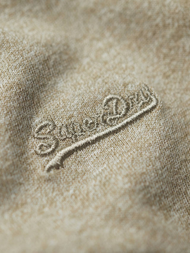 Superdry Organic Cotton Essential Small Logo T-Shirt, Tan Brown Fleck Marl
