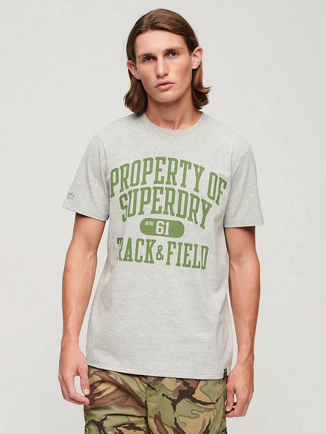 Superdry Athletic College Graphic T-Shirt, Grey Fleck Marl