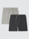 John Lewis Kids' Jersey Shorts, Pack of 2, Charcoal/Grey, Charcoal/Grey