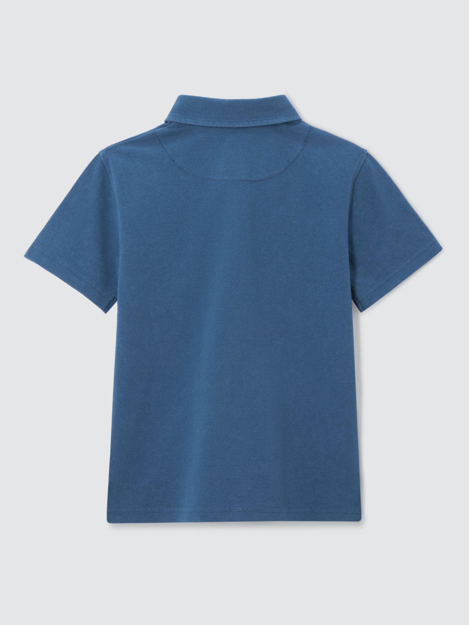 John Lewis Kids' Plain Pique Cotton Short Sleeve Polo Shirt, Mid Blue ...