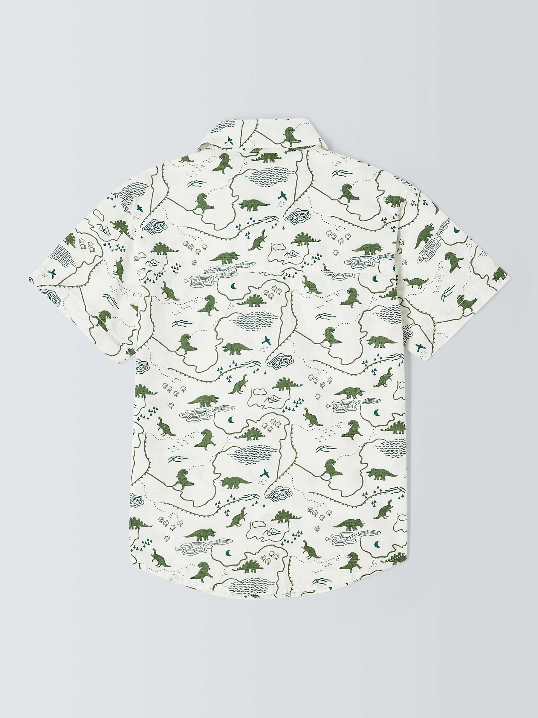 Buy John Lewis Kids' Dinosour Print Shirt, Cream/Green Online at johnlewis.com