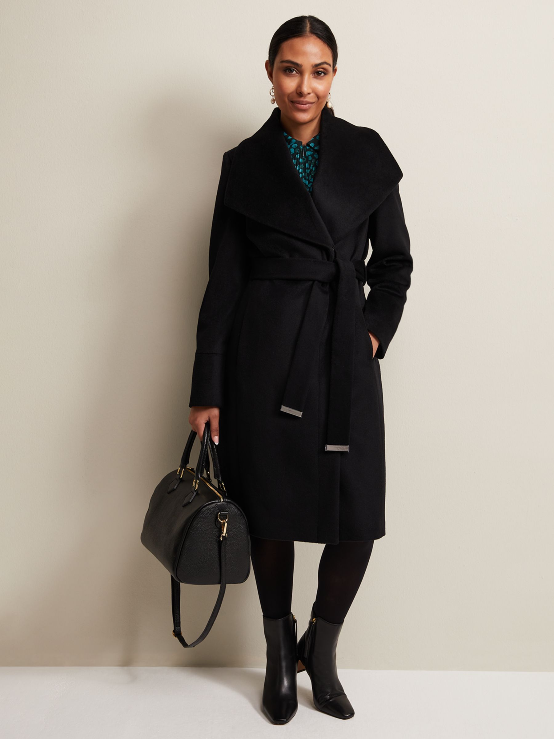 Phase Eight Petite Nicci Wool Blend Coat, Black at John Lewis & Partners