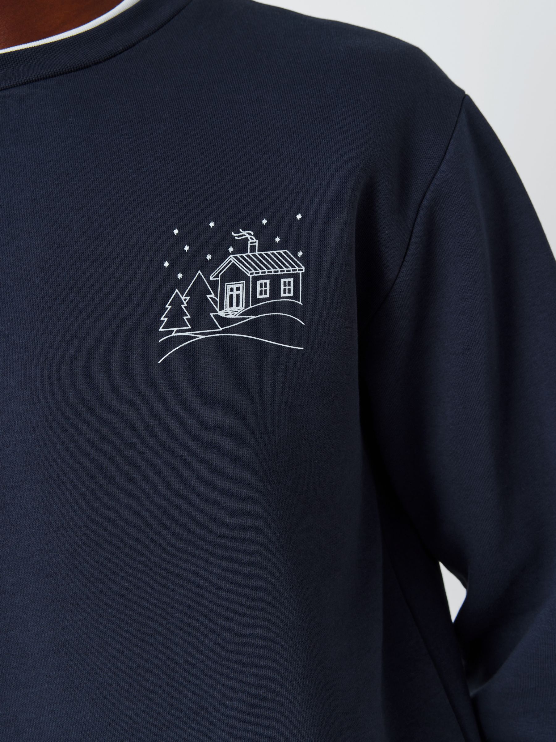 SELECTED HOMME Christmas Logo Organic Cotton Blend Sweatshirt, Navy, L