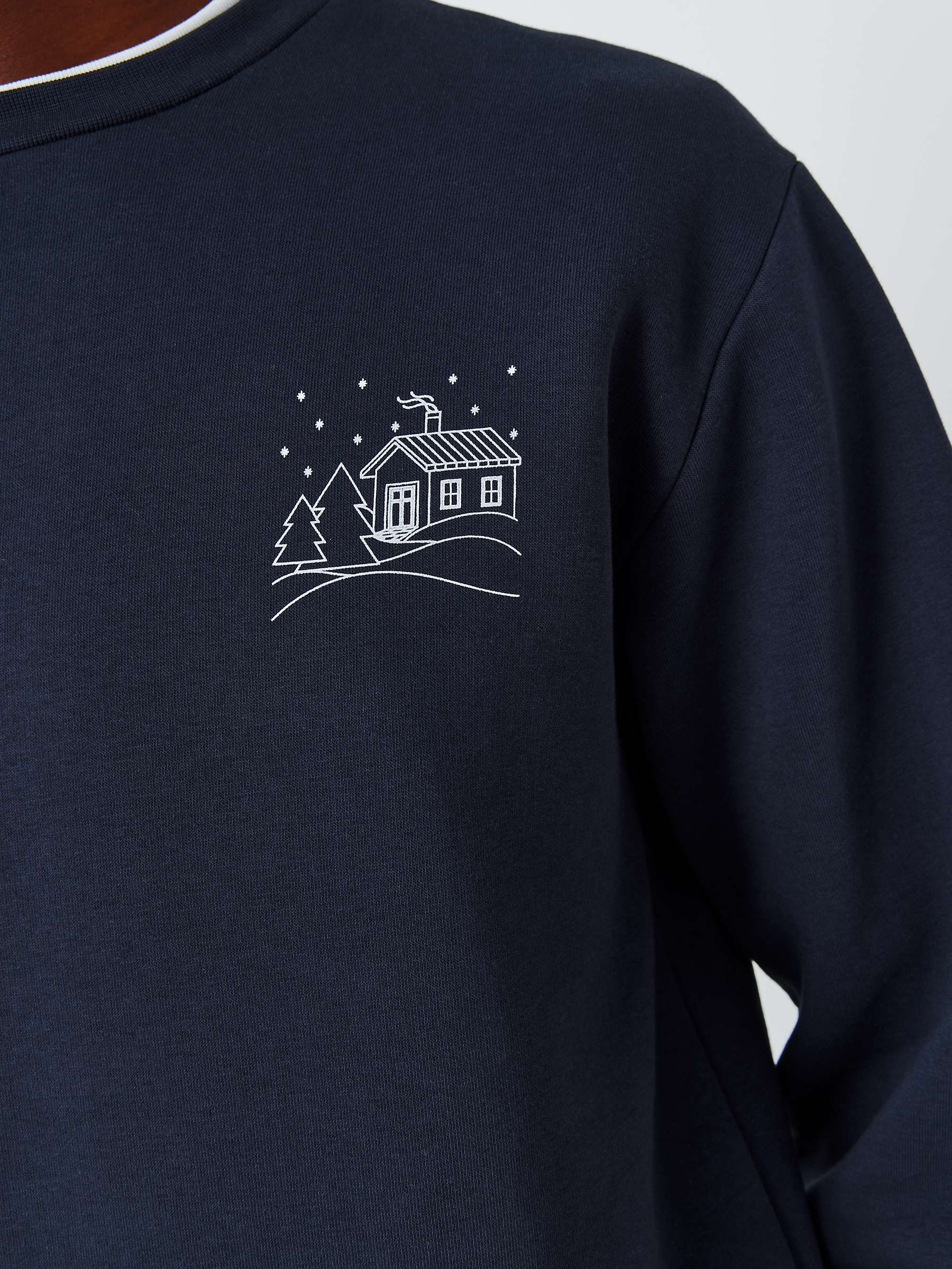 Buy SELECTED HOMME Christmas Logo Organic Cotton Blend Sweatshirt, Navy Online at johnlewis.com