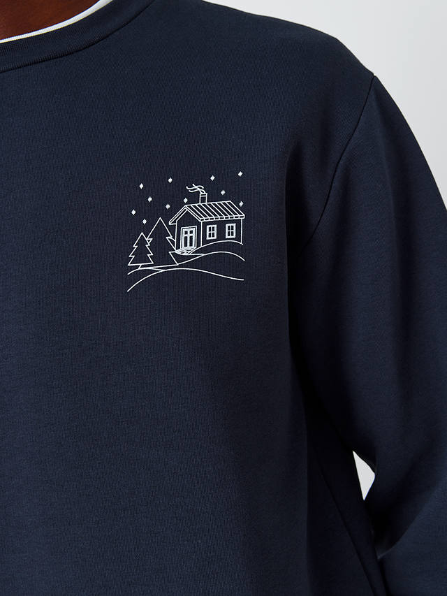 SELECTED HOMME Christmas Logo Organic Cotton Blend Sweatshirt, Navy