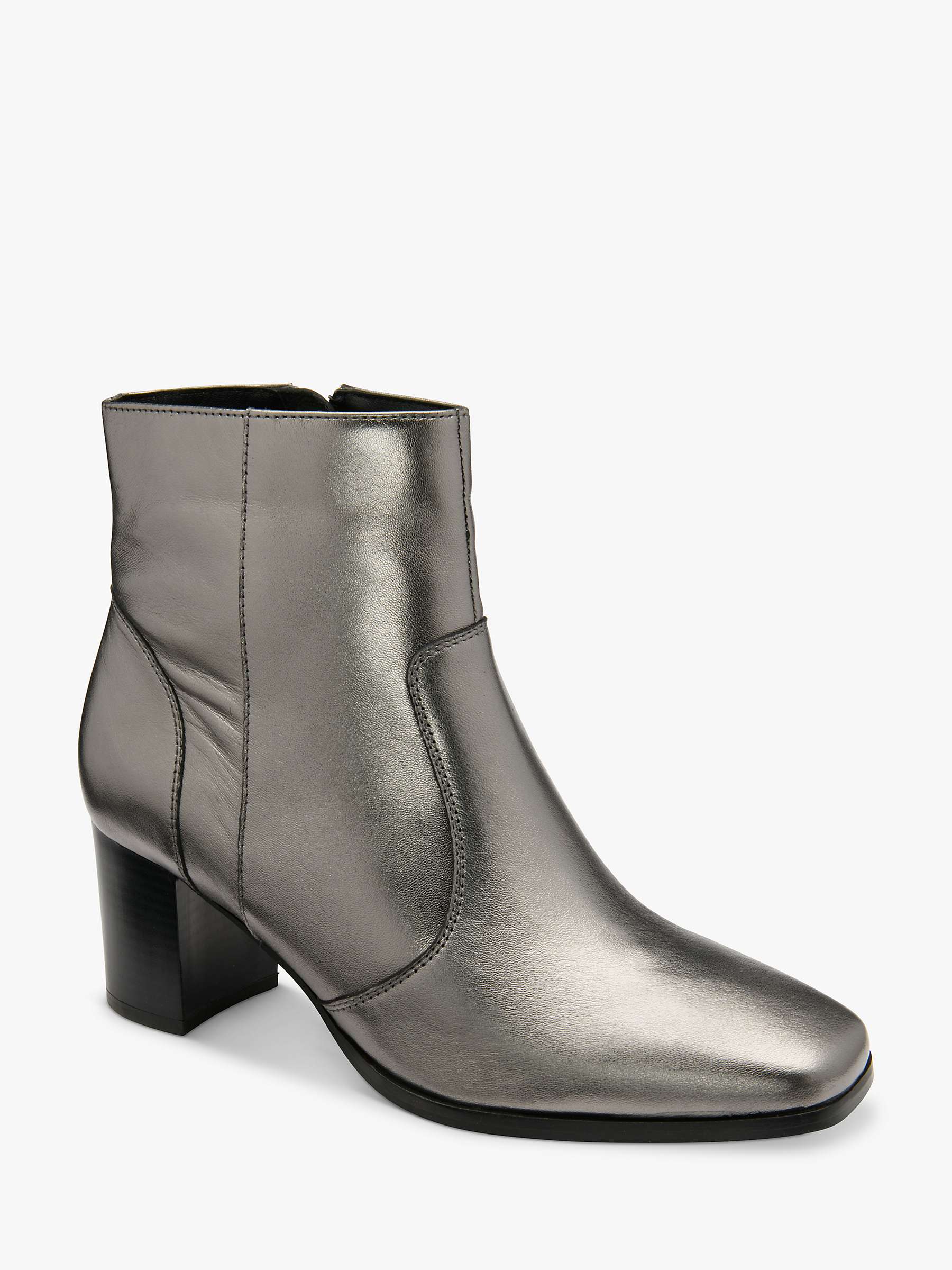 Chanel Grey Leather Black Point Chain Booties