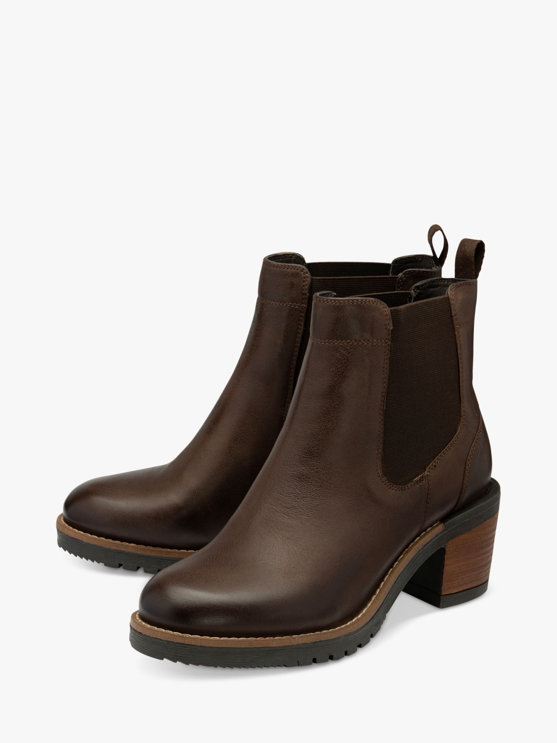 Ravel Bray Leather Block Heel Ankle Boots, Brown at John Lewis & Partners