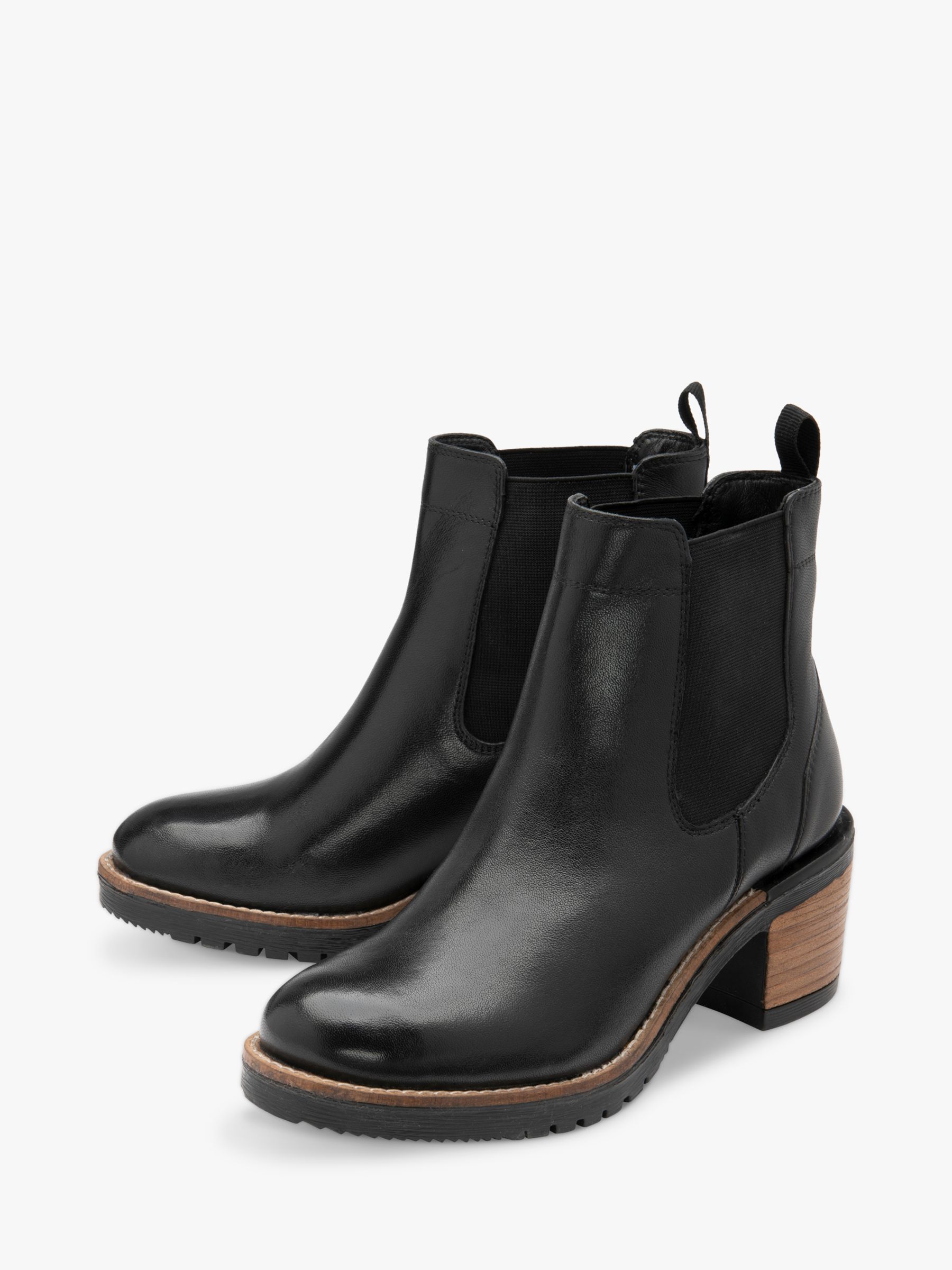 Ravel Bray Leather Block Heel Ankle Boots, Black, 3