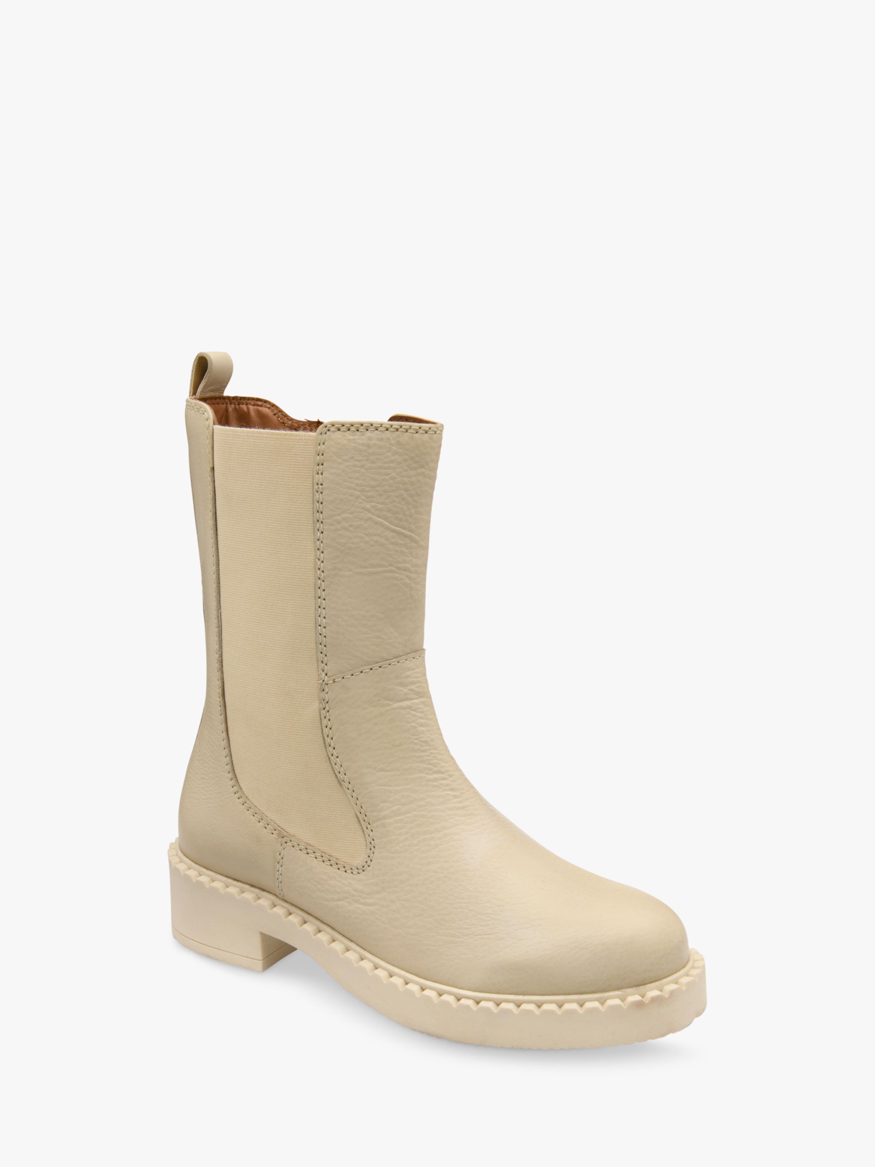 Ravel Garvie Leather Mid-Calf Boots, Stone at John Lewis & Partners