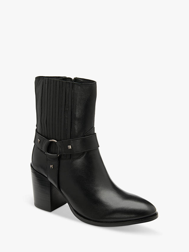 Ravel Ohey Black Leather Ankle Boots, Black at John Lewis & Partners