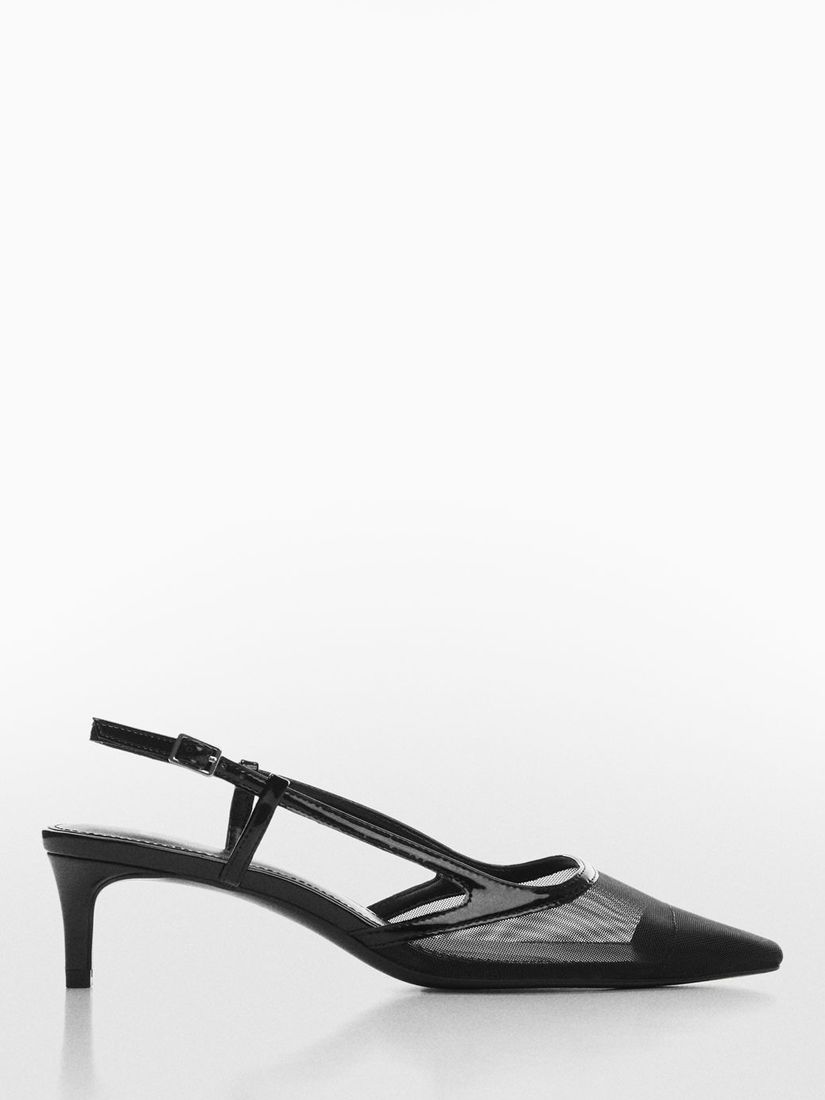 Mango Lupita Kitten Heels Court Shoes, Black, 2