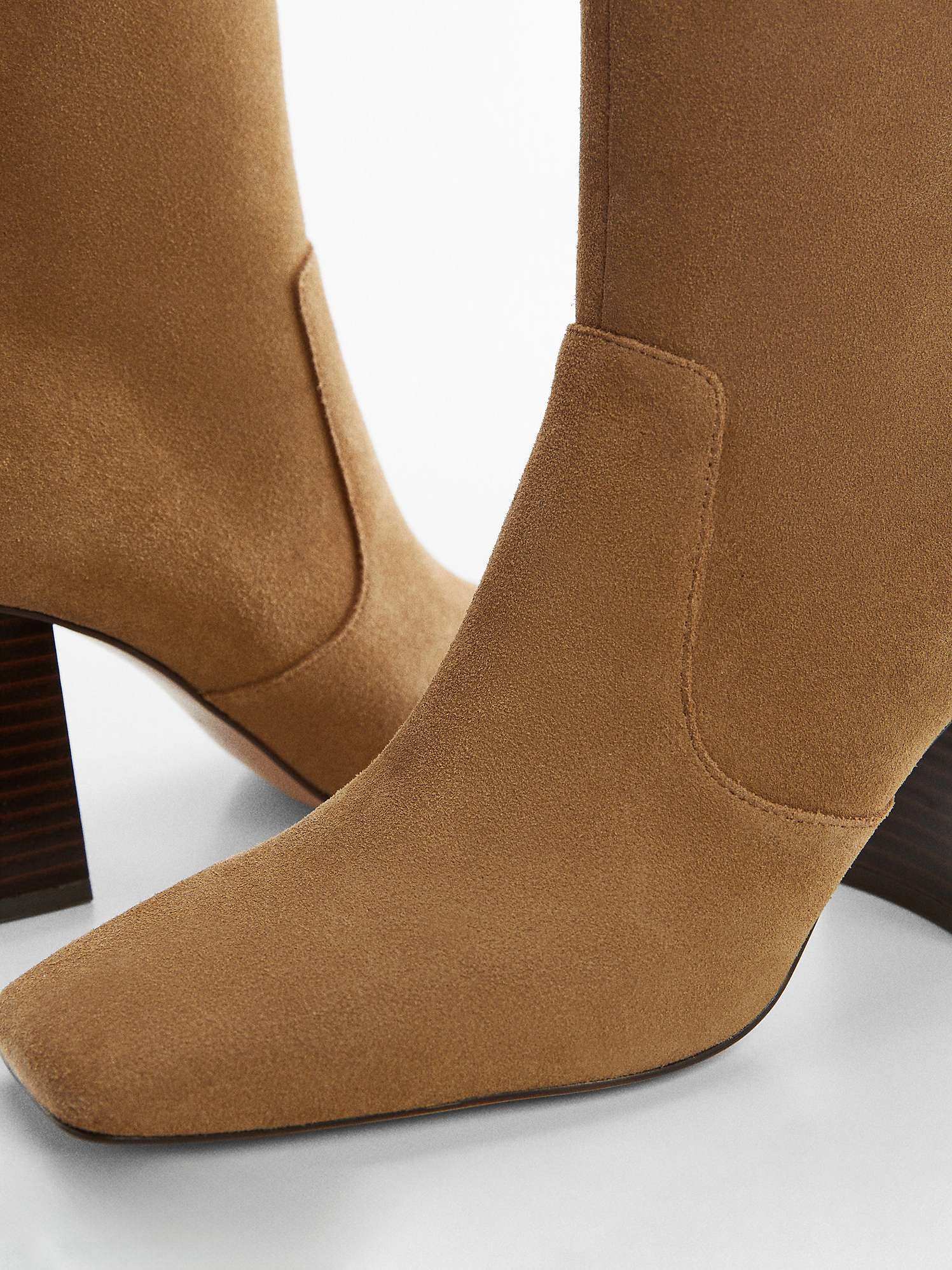 Buy Mango Gandy Leather Block Heel Ankle Boots, Brown Online at johnlewis.com