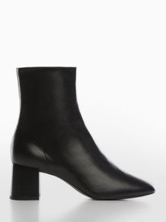 Mango Carla Leather Ankle Boots, Black, 2