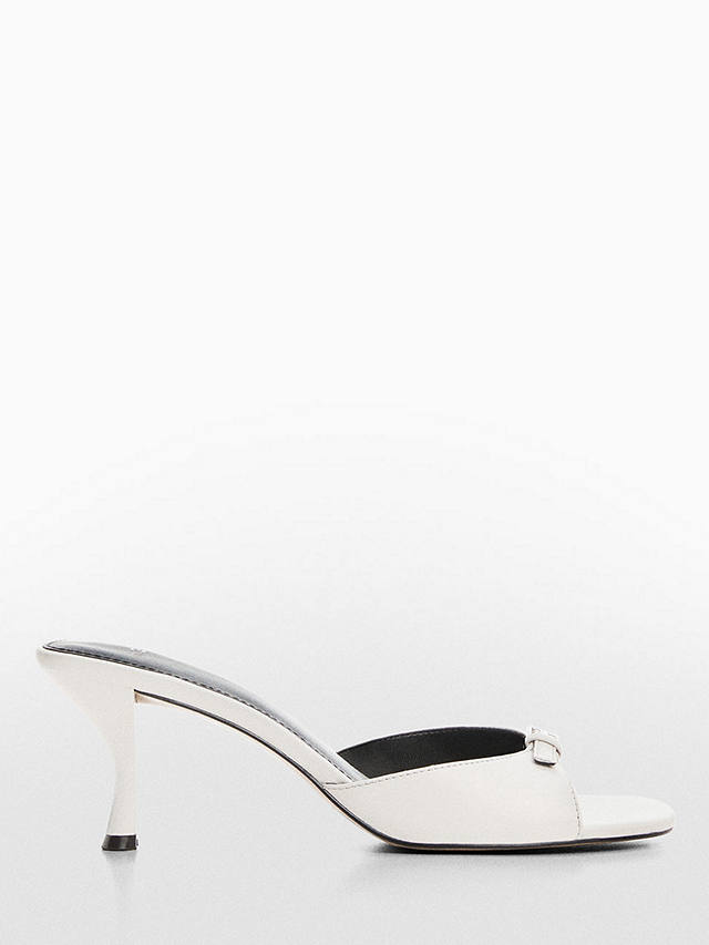 Mango Luca Leather Buckle Detail Mules, White